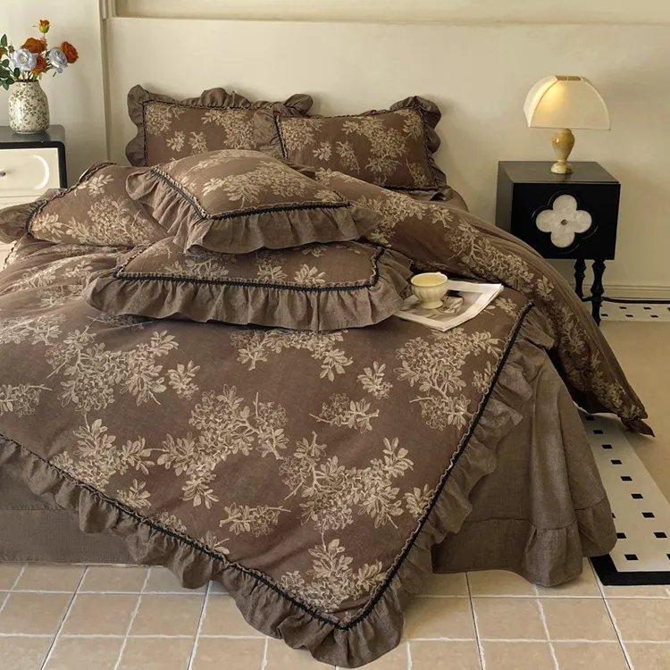 『TOYHAS』法式亚麻四件套 复古风高端提花床笠款床上用品