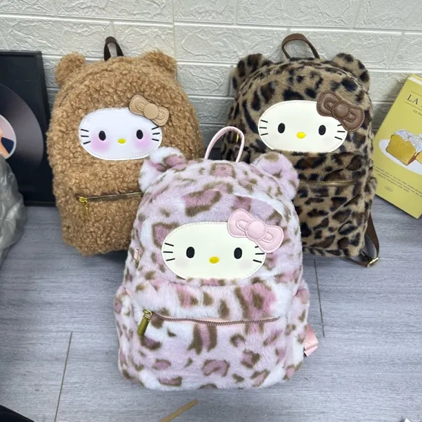 新款 可爱卷毛刺绣腮红小猫百搭潮流卡通少女韩版ins双肩背无挂件