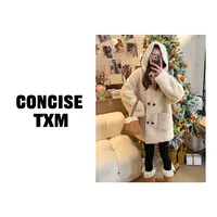 【唐小木】帽子双排扣毛毛衣 秋冬新款时尚百搭毛毛外套 M1223