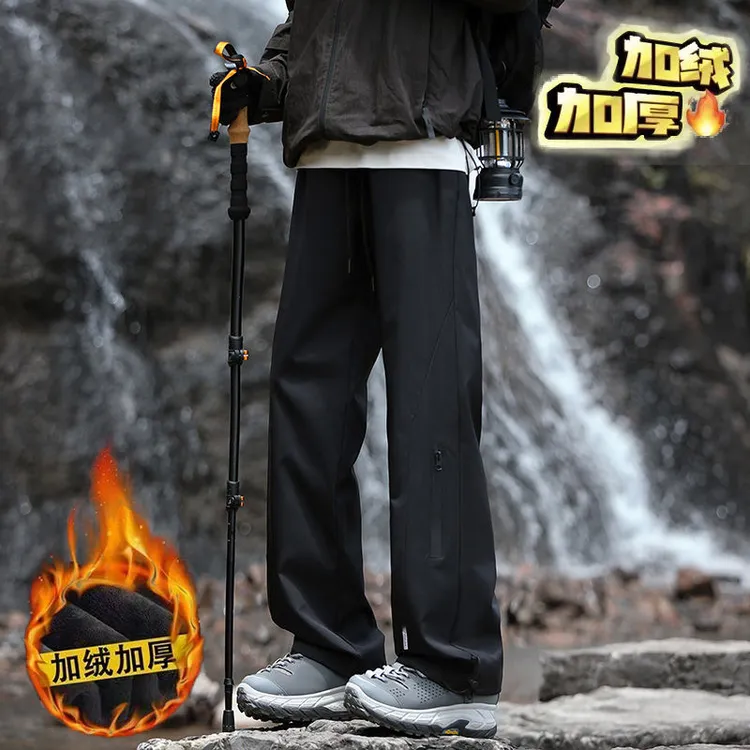 东北滑雪加绒加厚美式机能冲锋裤男女高街潮牌工装宽松大码休闲裤