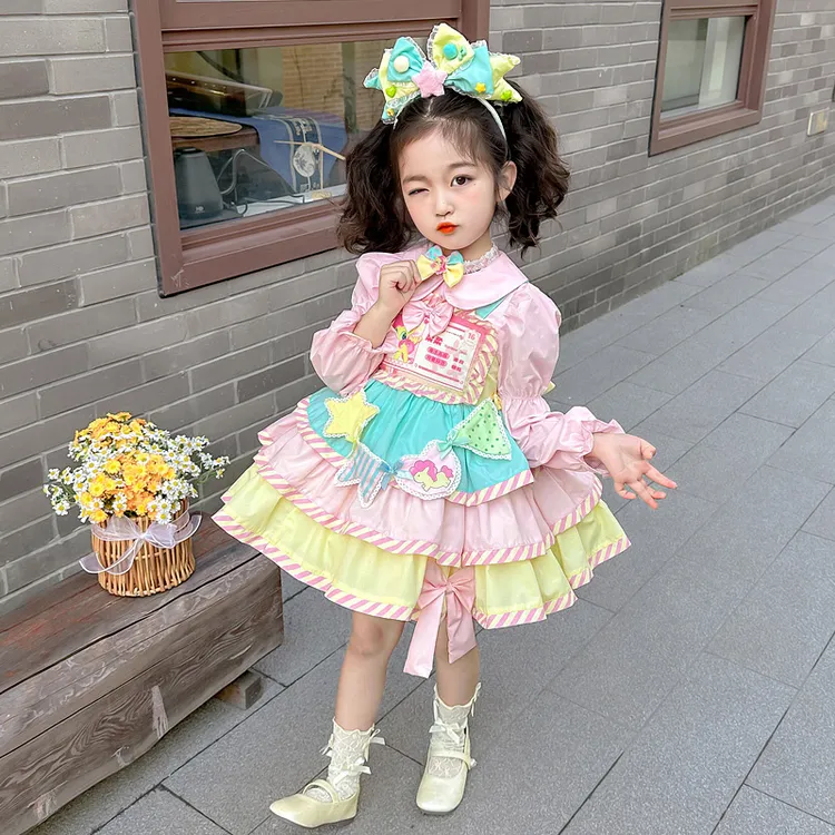 洛丽塔公主裙女 童春装洋气小马宝莉连衣裙儿 童生日lolita蛋糕裙