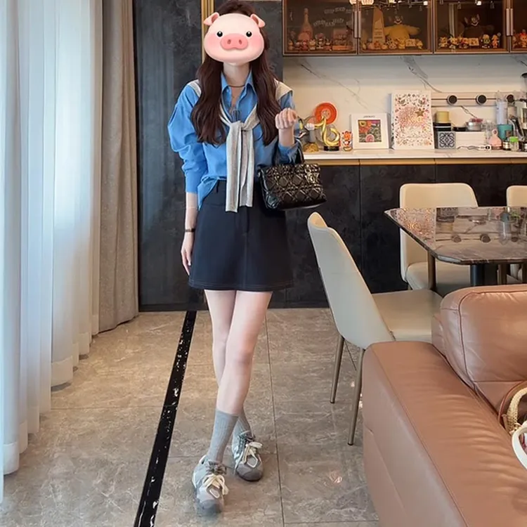 2025年春秋季上衣半身裙披肩三件套时尚百搭套装设计感高级感女装