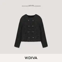 W.Diva【墨玉】秋季显瘦高级感百搭小香短款夹克轻奢外套53C182445