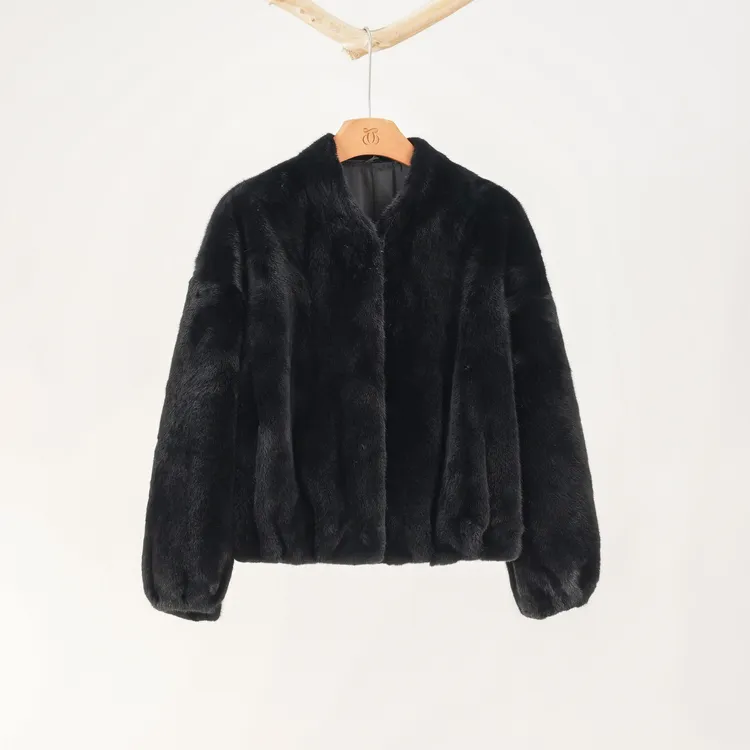 西子/芬兰进口紫标短二水貂皮毛一体皮草外套/PCXS0605