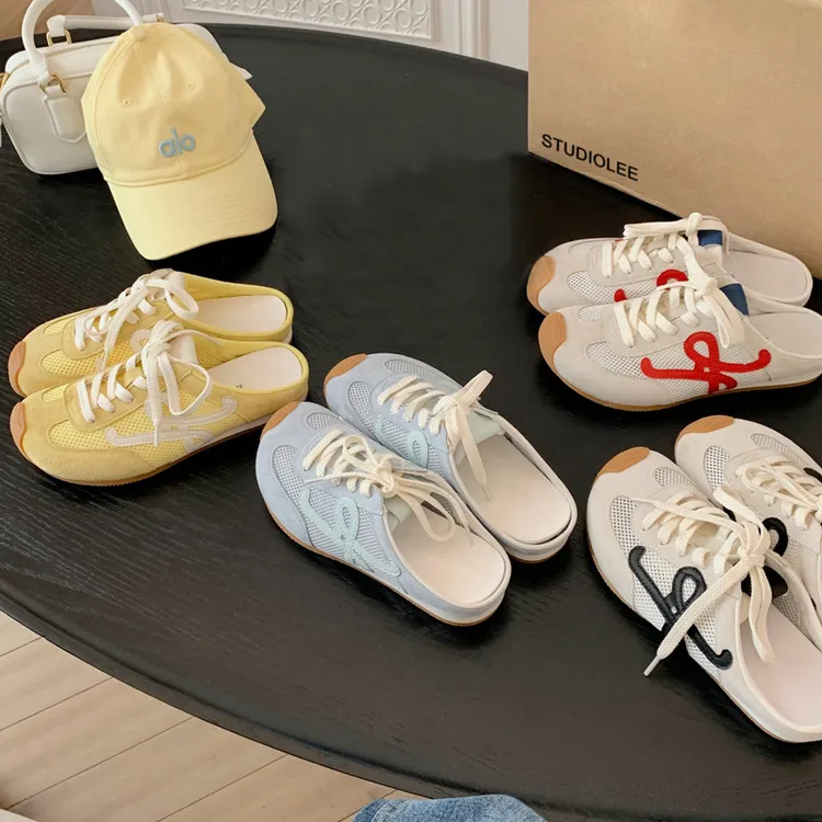 葡萄妈半拖款丑萌歪头百搭透气拼色增高超软懒人一脚蹬女款德训鞋