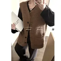 【阿乐家】大码微胖“暮色之城”温暖又百搭美拉德色系小羊羔马甲