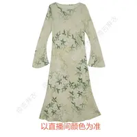 续吉麻衣25-551【竹与清花】气质长袖中国风印花优雅设计感连衣裙