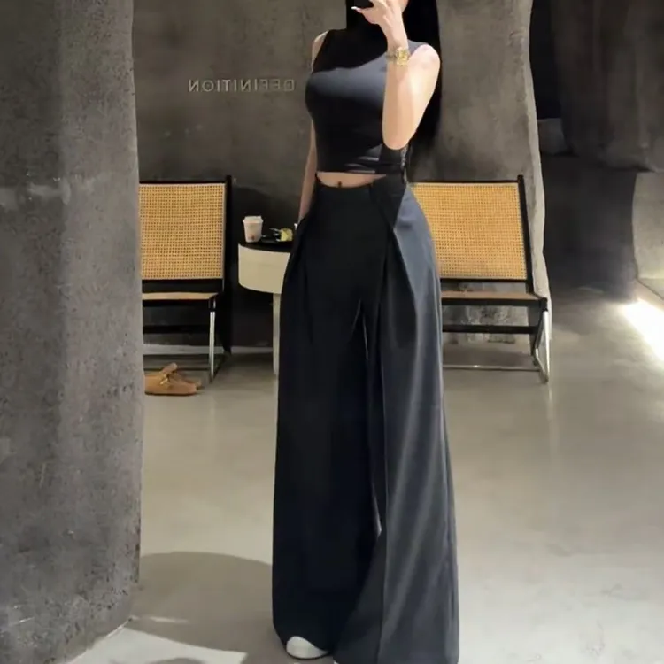 2025夏季新款时尚显瘦气质女士网红洋气两件套百搭款D6571