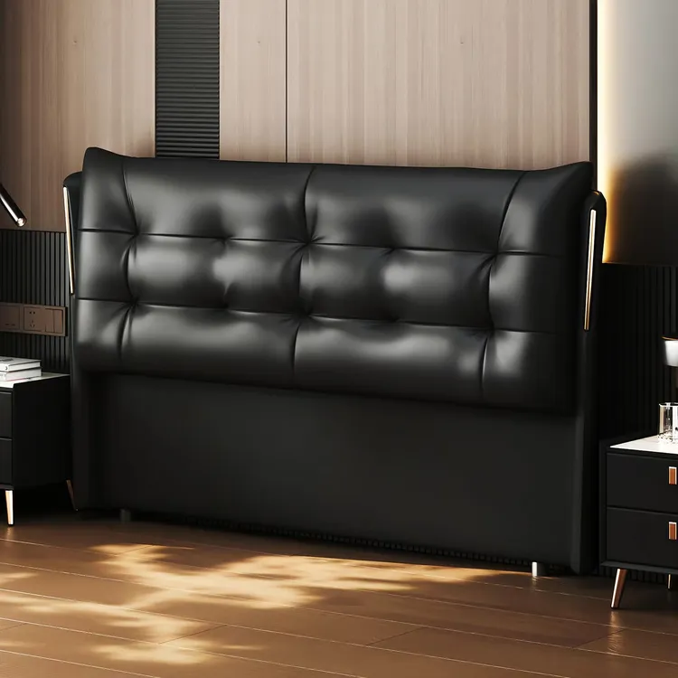 高端头层牛皮水洗木艺床首单直降带软靠爆款【7天发货】