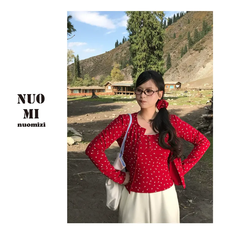 ZOZ糯米子[秘密花园]碎花卫衣2026秋季新款长袖T恤吊带背心