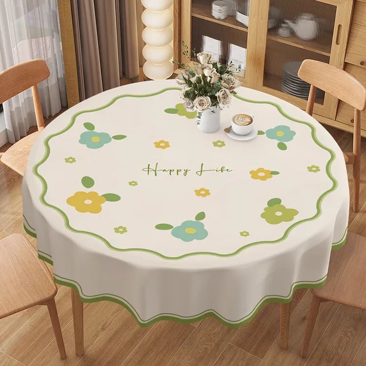 圆桌桌布防水防油防烫免洗桌垫轻奢高级感椭圆形餐桌布家用桌面垫