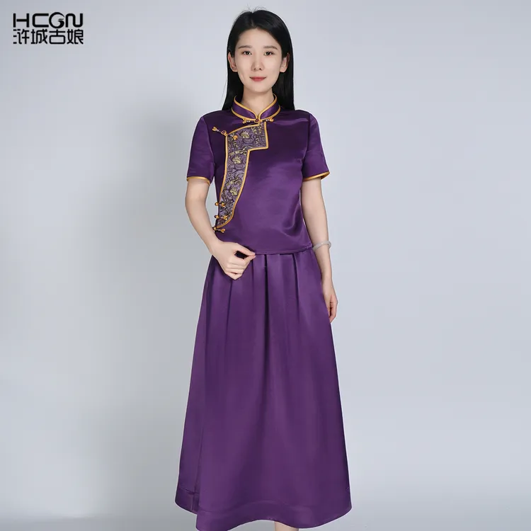 【大师系列】中式双宫缎香云纱盘扣悦曦套装HBSS050268+HBSS050269