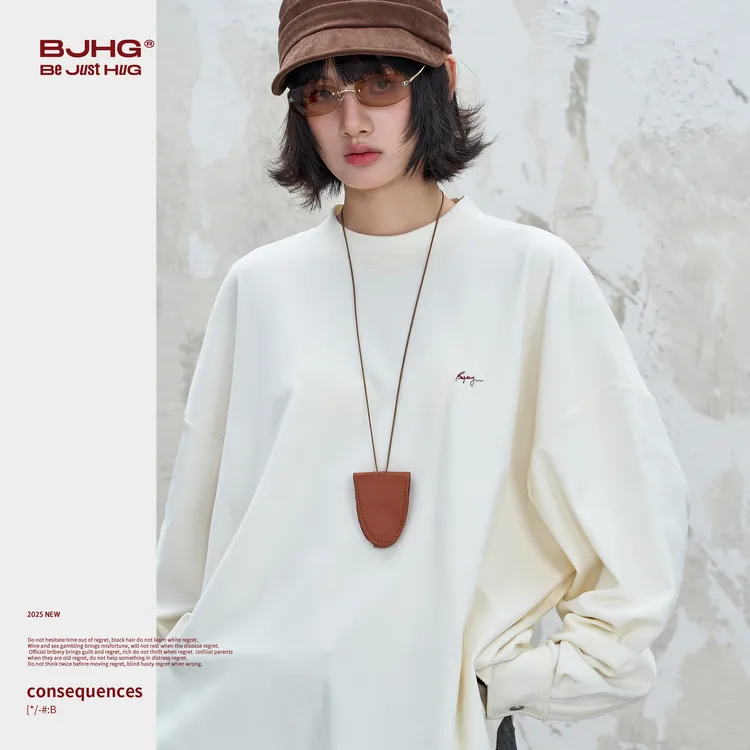 BJHG不计后果 德绒圆领男士长袖T恤秋冬内搭美式宽松打底衫卫衣女