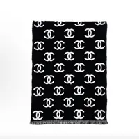 未使用 Chanel/香奈儿 CHANEL 双C满印Logo双面 黑色围巾(佳娴）