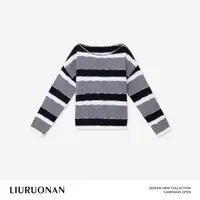 LIURUONAN | 9.28四周年【奥利奥】撞色条纹一字领宽松休闲毛衣秋冬