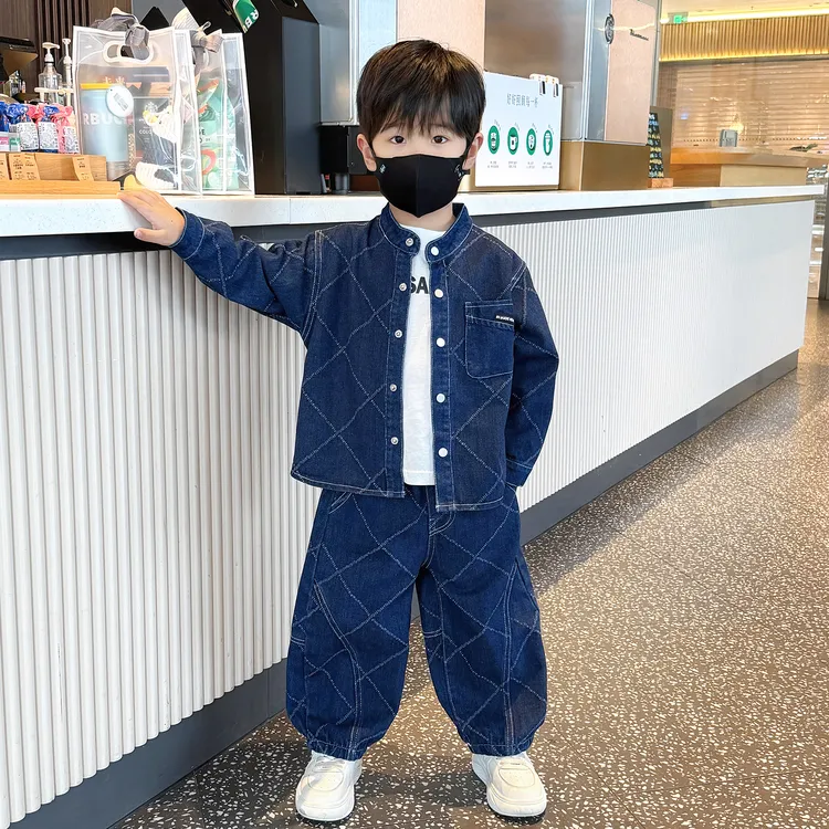 男童秋装套装2025新款儿童秋季小少爷童装帅气衣服男孩牛仔两件套