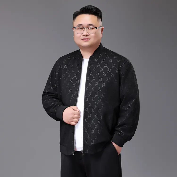 男士立领夹克春秋季抗皱免烫宽松棒球领上衣加肥加大码休闲外套