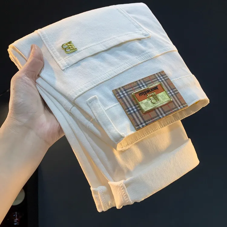 高端轻奢男士牛仔裤夏季新款时尚潮流休闲百搭修身小直筒薄款裤子