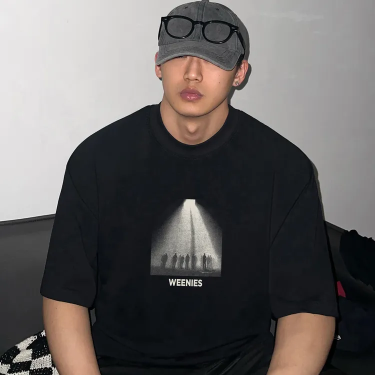 HIP潮牌美式纯棉短袖t恤男女夏季重磅Vintage印花宽松情侣装上衣