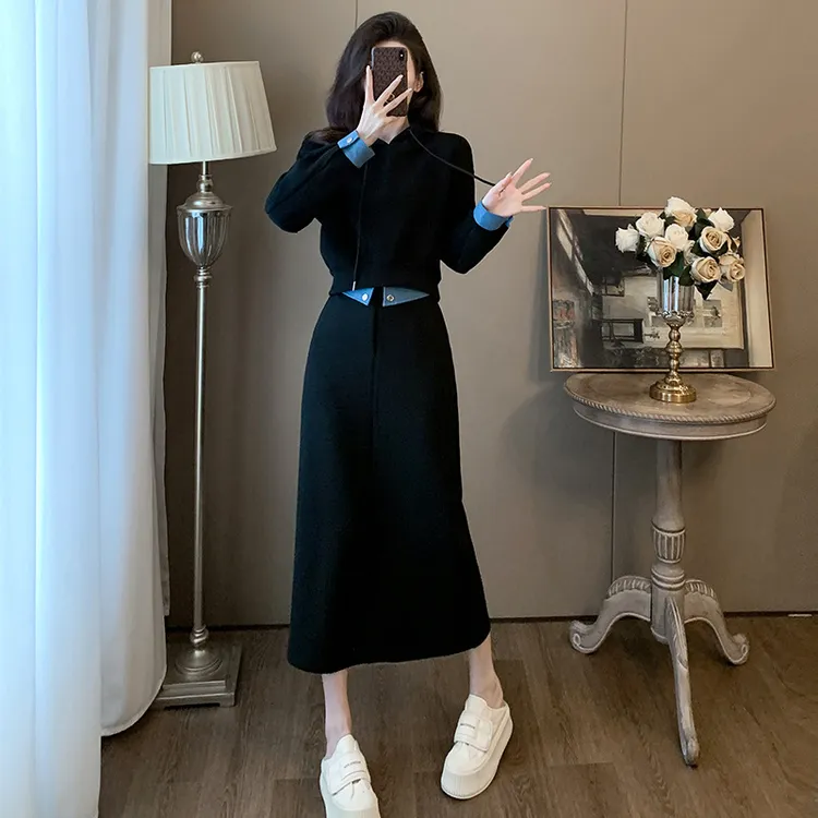 美式潮牌休闲运动套装女秋2025新款高端气质连帽卫衣半身裙两件套