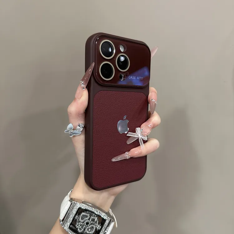 秋冬复古高级荔枝皮纹适用苹果17promax手机壳16秒变15全包14新款