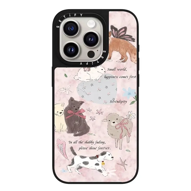 甜心动物派对适用苹果16PROMAX镜面手机壳iPhone15潮牌14小众新款