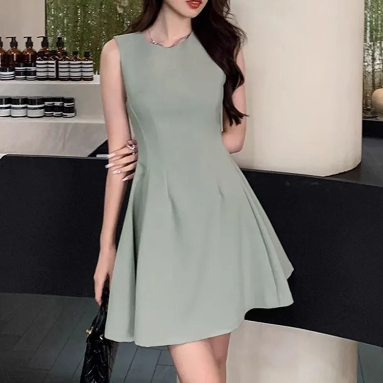 2025新款小个子法式无袖背心连衣裙夏季女装气质高级感收腰短裙