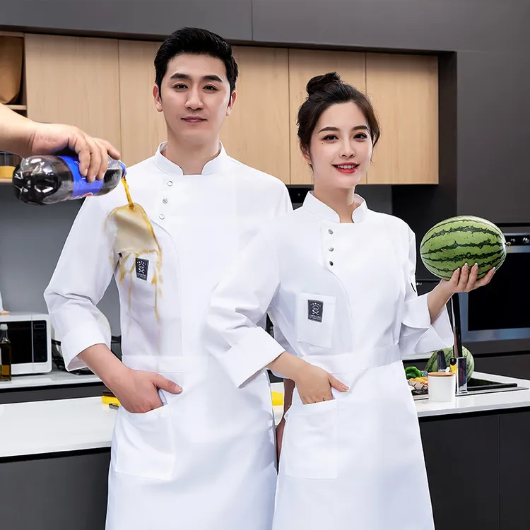 大厨小胥同款冬季厨师工作服男长袖餐饮酒店饭店食堂厨房烘焙工衣
