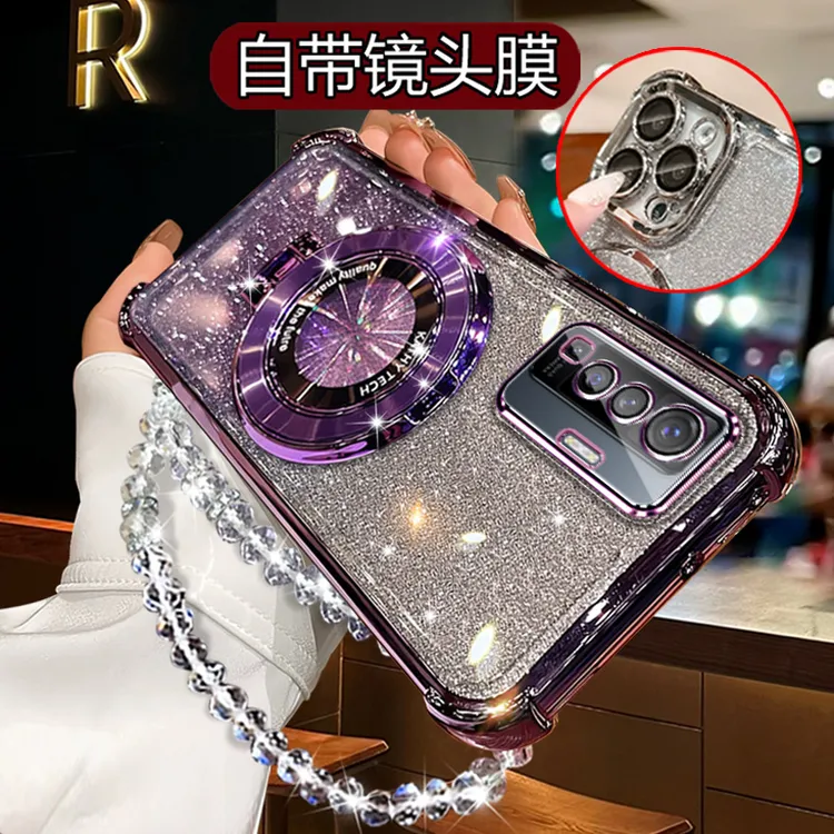 适用vivox50手机壳女vive网红闪粉viov气囊防摔vivix50软壳V2001A