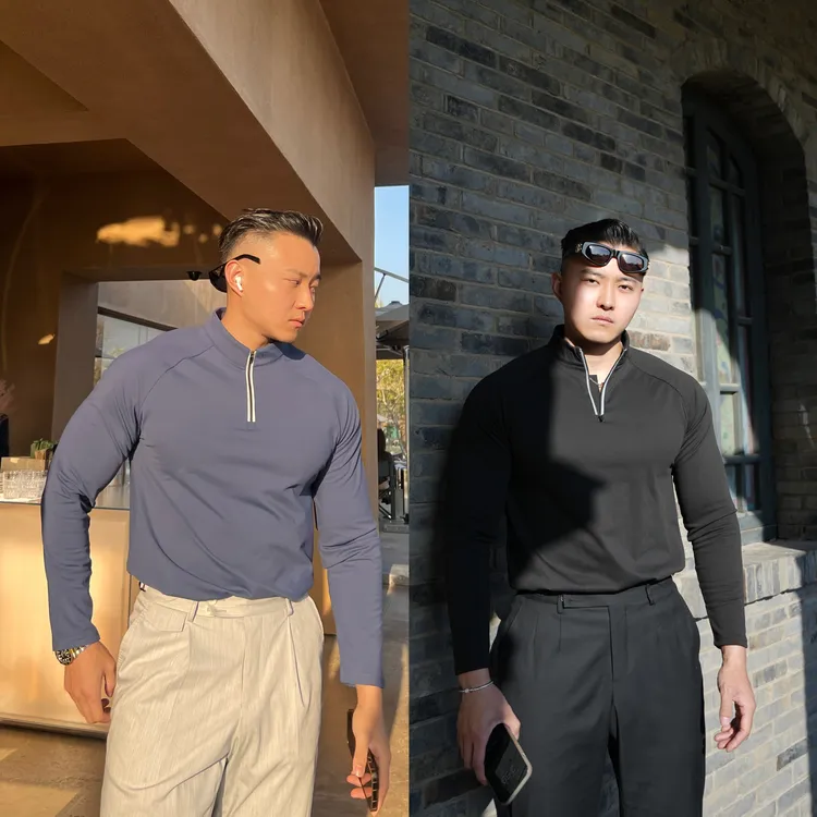 轻量化立领半高领半拉链抓绒衣速干弹力透气春秋户外休闲运动长袖