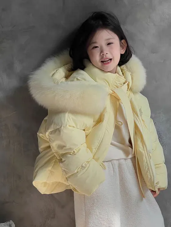 女童棉衣2025新款网红儿童洋气休闲棉服小女孩洋气大毛领棉袄外套