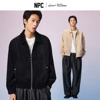 NPC潮牌绒面翻领拉链夹克男廓形落肩挺括有型微弹NP57TJ05