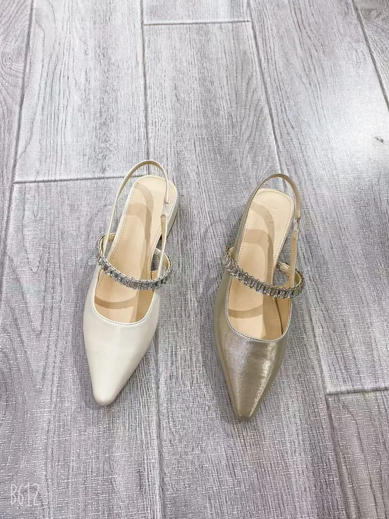 爱拍女包头半凉鞋时装凉鞋女士平底高跟鞋休闲浅口尖头