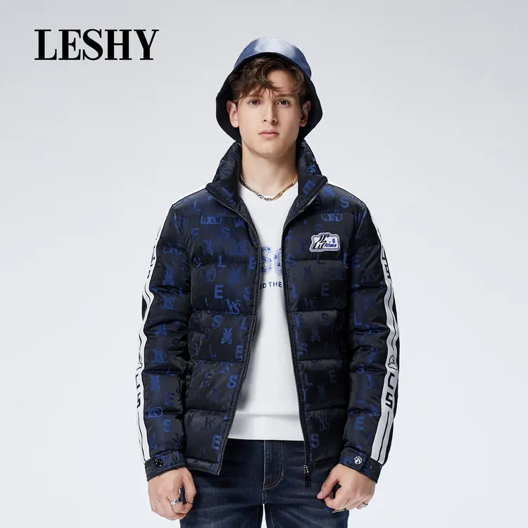 【双11大促】乐士男装秋冬经典宝石蓝绿满版工艺羽绒服66233M3010