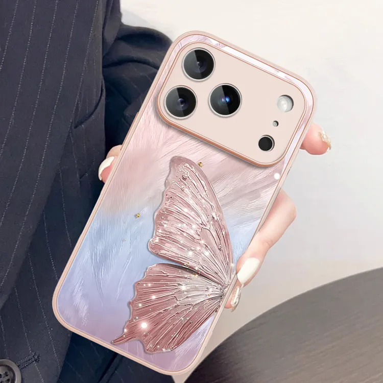 秒变17羽纱星梦蝴蝶适用苹果16ProMax手机壳新款iPhone15简约外壳