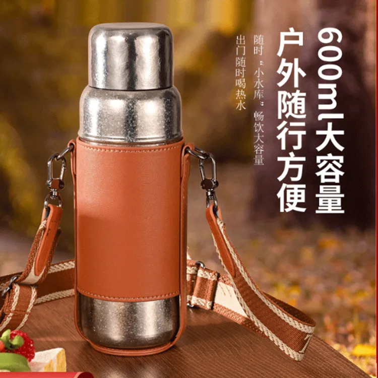 600ML内外纯钛男女大容量高档户外智能分离泡茶水杯纯钛保温水杯