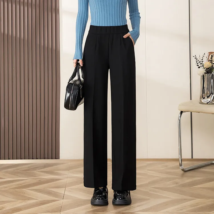 设计感欧货时尚黑色百搭西装裤直筒阔腿裤秋冬新款宽松显瘦休闲裤