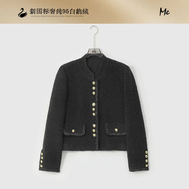 ME【羽绒小香系列CE黑金骑士95鹅绒服】奢牌感粗花呢羽绒服MESA3536