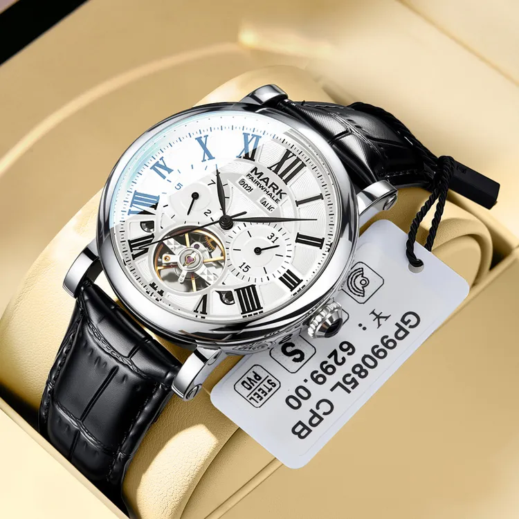 马克华菲万年历手表高奢休闲男款防水腕表飞轮日历全自动机械6017