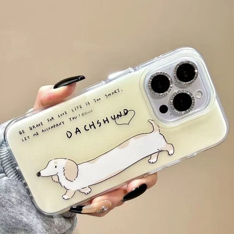 可爱腊肠狗适用苹果iphone小米15promax防摔vivo华为oppo手机壳女