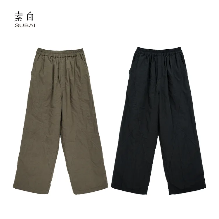 素白匹马棉【扎马裤】K02059宽松直筒休闲百搭加厚保暖九分棉裤