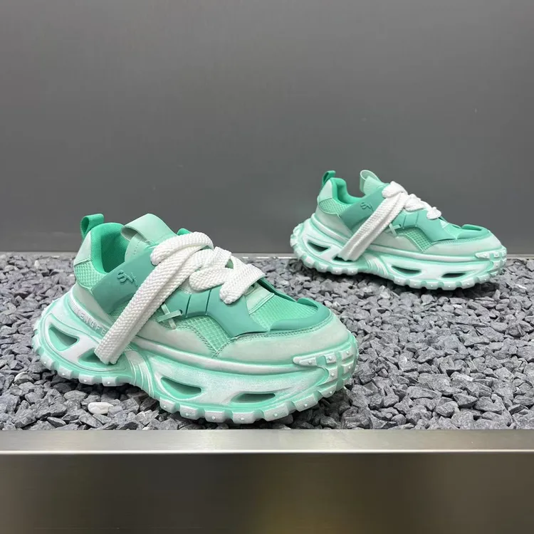 欧洲站2025夏季新款增高做旧擦色男款老爹鞋舒适百搭透气网面休闲