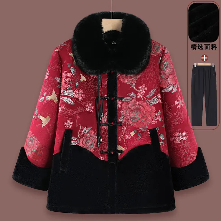 奶奶装冬装棉衣老年人棉袄女老太太棉服中式气质妈妈冬季加绒外套