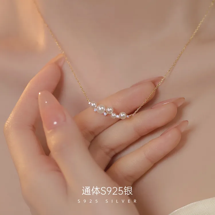 吊坠925银 S925银高级感珍珠锆石项链女2025新款七夕节礼物送女友