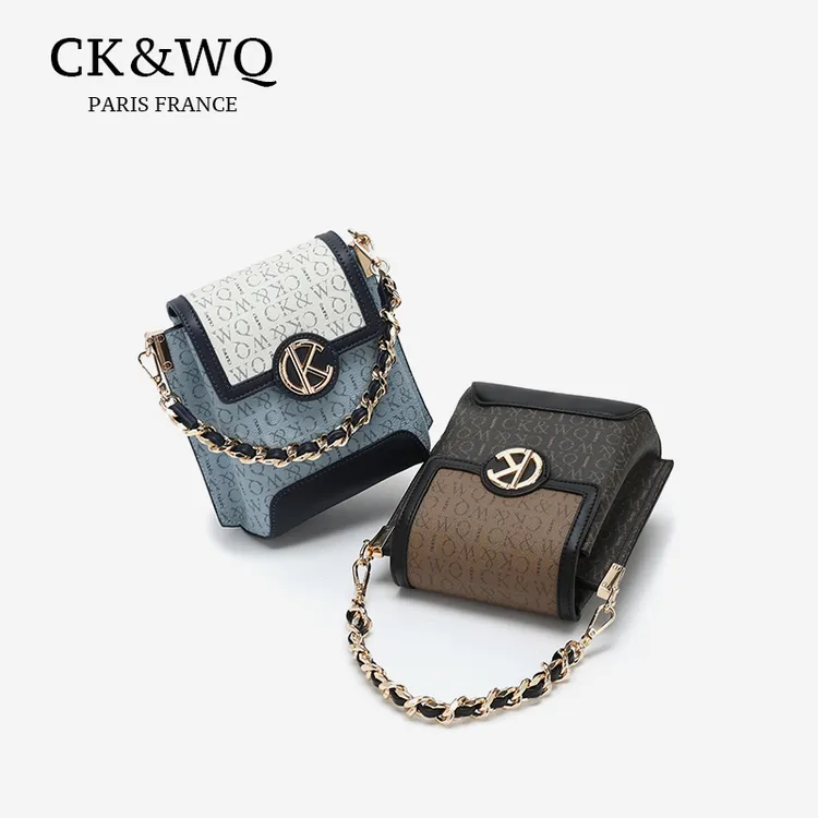CK&WQ2025上新 小众时尚百搭设计拼色印花手提单肩斜挎包包