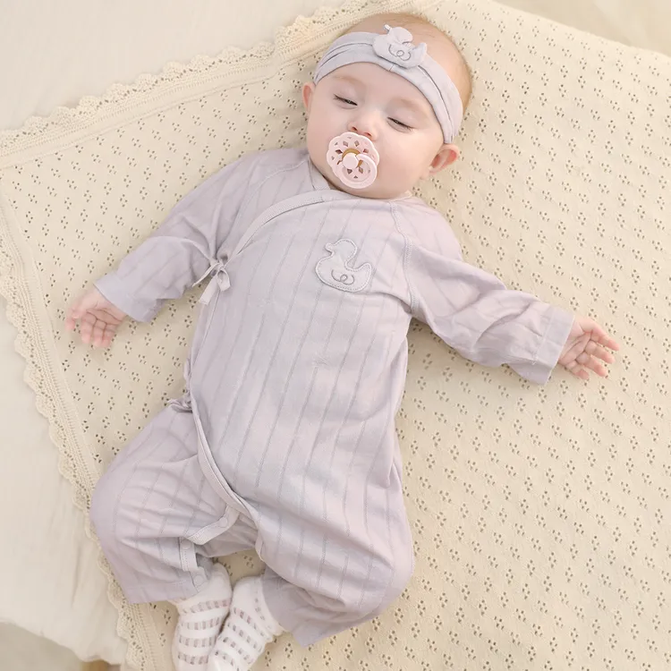 【桑蚕丝】新生儿衣服夏季长袖薄款空调服睡衣宝宝哈衣婴儿连体衣
