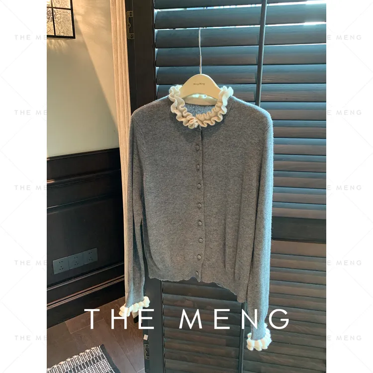 THE MENG【玛奇朵】山羊绒美利奴羊毛优雅针织开衫#M253E1103