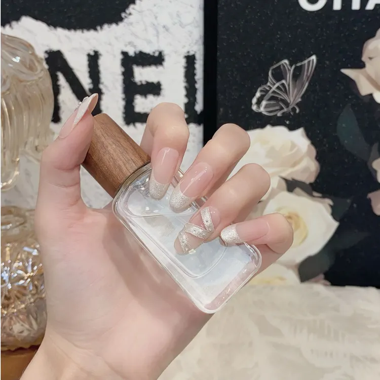 JDD【可可西里】新款高级感魔镜粉轻奢法式显白纯手工美甲穿戴甲片