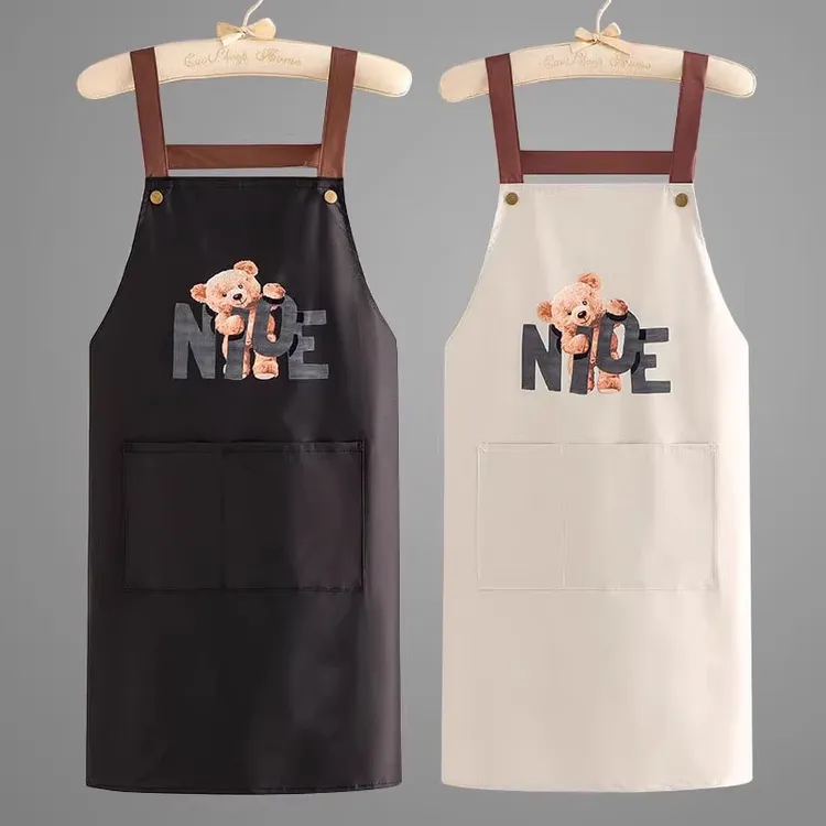 防水防油家用厨房背带围裙时尚韩版成人做饭干活耐脏工作服围腰