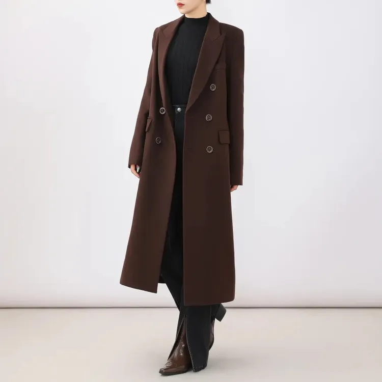 AMASS/阿玛施 气质雅丹风经典长款外套秋冬热动力毛呢大衣5400810